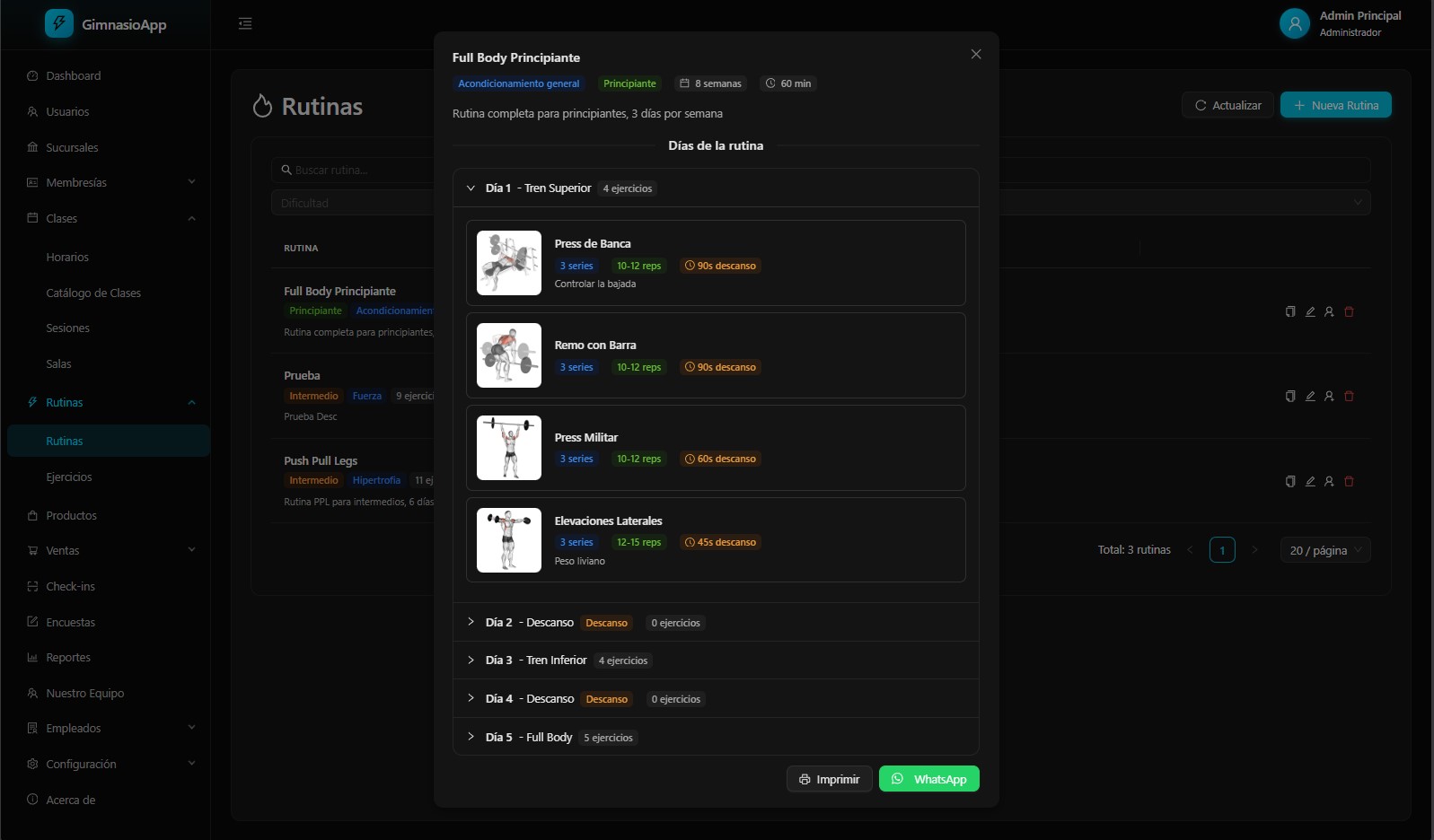 Editor de rutinas personalizadas — Armá planes por socio y seguí su progreso semana a semana.