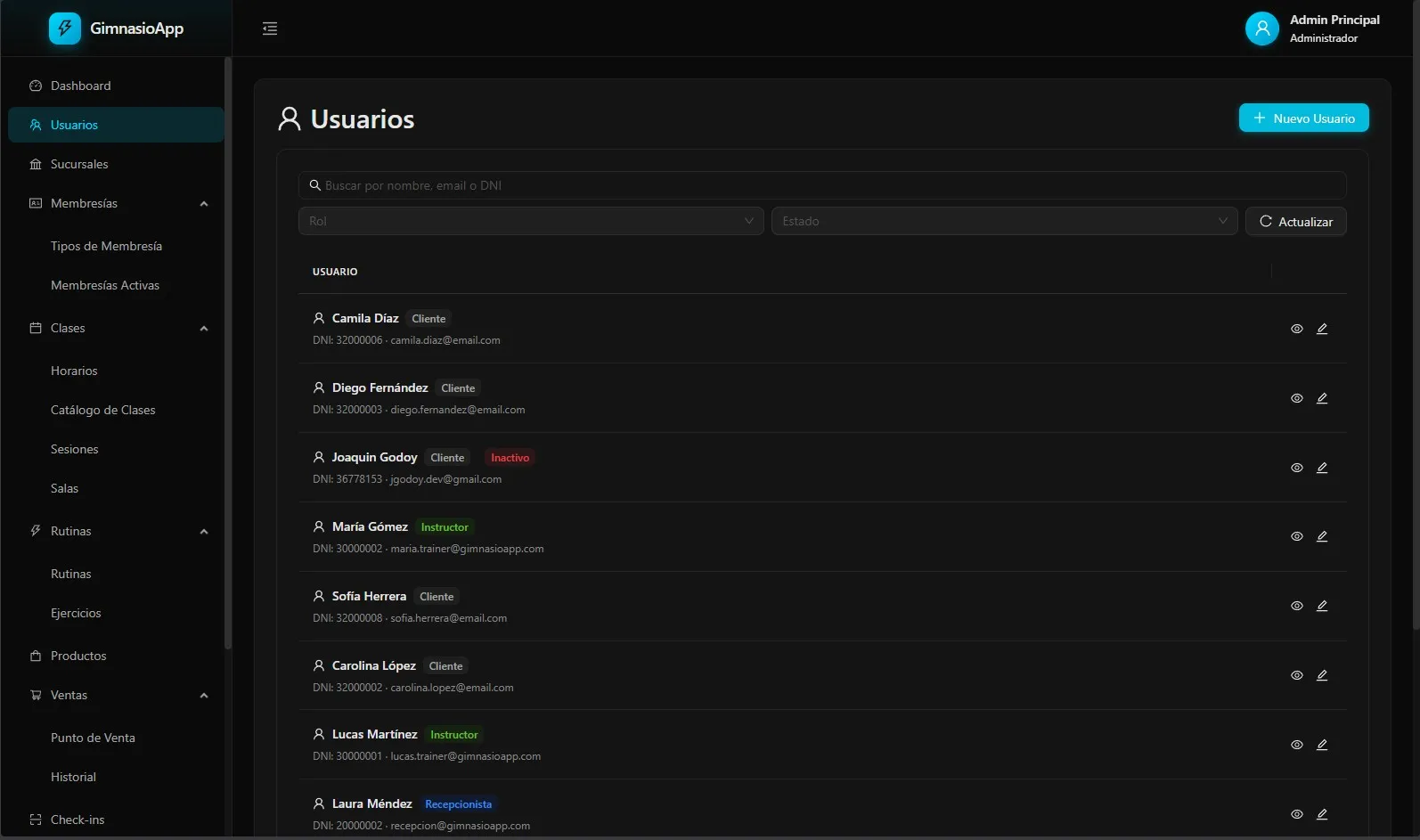 Gestión de socios — Alta, baja y control de accesos en una sola pantalla.